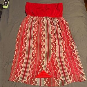 Judith March Vibrant Strapless Dress in Red and White